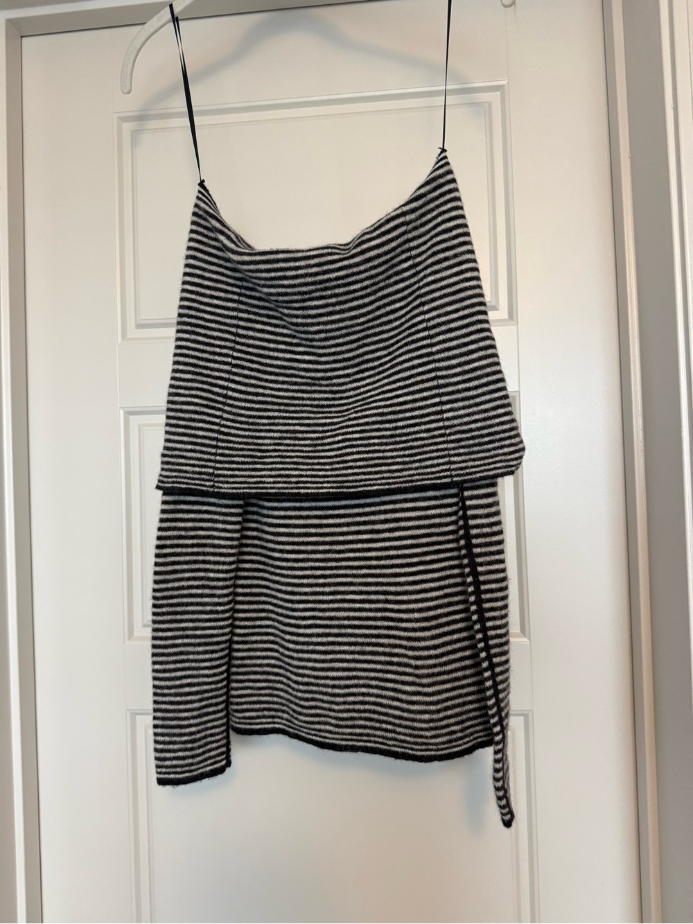 NWT Madewell Striped Black and White Knit Shirt Off The Shoulder XXS
